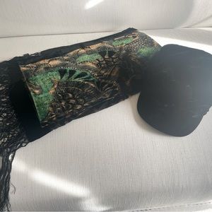 Black Velveteen Hat and Scarf
